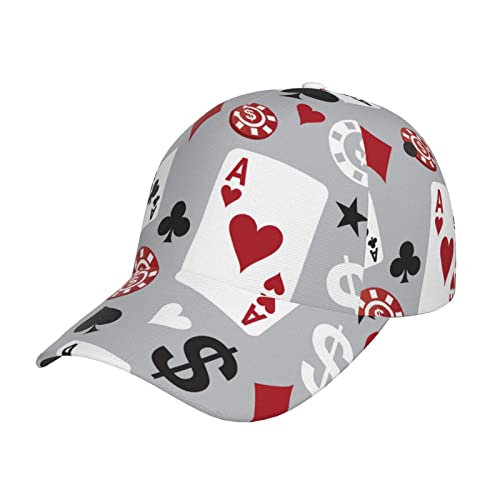 ZORIN Sport Cap Unisex Verstellbare gebogene Krempe Baseball Cap 3D Poker Casino Währung Tennis Cap Snapback Hüte Papa Trucker Cap für Jugendliche Jungen Frauen Männer Schwarz, Schwarz , One size von ZORIN