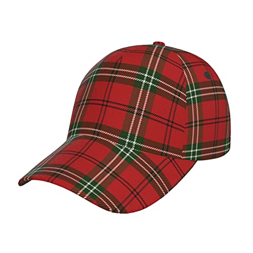 ZORIN Sport Cap Unisex Verstellbare gebogene Krempe Baseball Cap 3D Schottisch Rot Grün Plaid Tennis Cap Snapback Hüte Papa Trucker Cap für Jugendliche Jungen Frauen Männer, Schwarz , One size von ZORIN