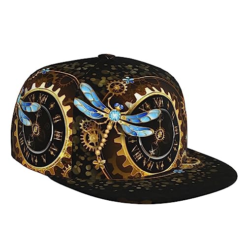 ZORIN Unisex Gold Steampunk Schwarz Golden Libelle Baseball Cap 3D Einstellbare Snapback Hip Hop Caps Trucker Hüte, Schwarz , One size von ZORIN