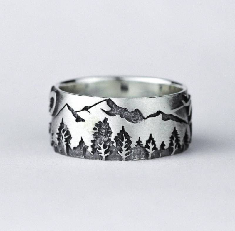 Ring - Ringreisender Ausflug Reise Berge Ringrucksack Naturinspirierter Verlobungsring von ZORINAjewelryArt