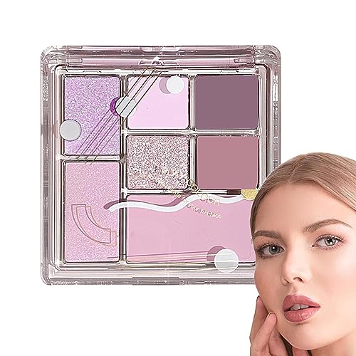 Bunte Lidschattenpalette,Bunte, matte und schimmernde gepresste Lidschatten in 7 Farben | Mattschimmernder gepresster Lidschatten, Glitzer-Make-up-Palette für Teenager-Anfänger-Reise-Make-up Zorq von ZORQ