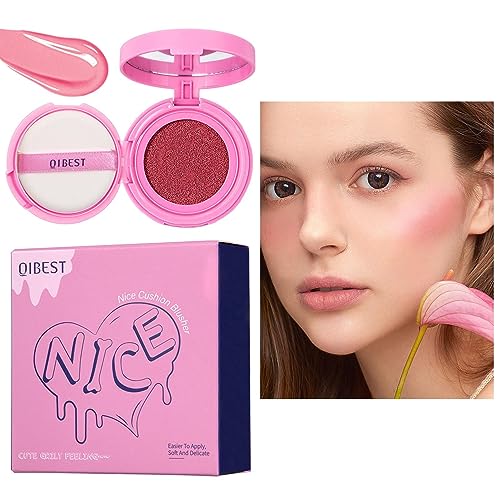 Cushion Blush, durchscheinendes helles Creme-Rouge mit Spiegel-Puff-Applikator – wasserdicht, pigmentiert, Gesichtstönung, Wangenstempel, Rouge für Mädchen und Frauen, Make-up, lange Zeit tragen Zorq von ZORQ