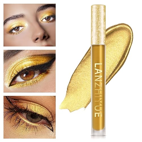 Gold-Lidschatten - Goldfarbener flüssiger Lidschatten, wasserfester Metallglitter | 2-in-1-Glitzer-Lidschatten-Make-up und langanhaltender flüssiger Lippenstift für Frauen und Mädchen, Geschenke Zorq von ZORQ