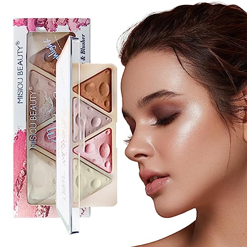 Highlighter-Palette, Wasserfestes 4-Farben-Rouge-Puder, Bright Shimmer Face Highlighter Makeup Palette, Natural Glow Facial Highlighter für Frauen und Mädchen Zorq von ZORQ