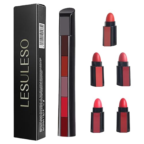 Langanhaltender Lippenstift - Feuchtigkeitsspendendes Lipgloss-Set 5 in 1 - Velvet Non-Stick Cup Lipgloss Packs Wasserfester Lippenstift für Mädchen, Frauen, Lippen-Make-up und Schönheit Zorq von ZORQ