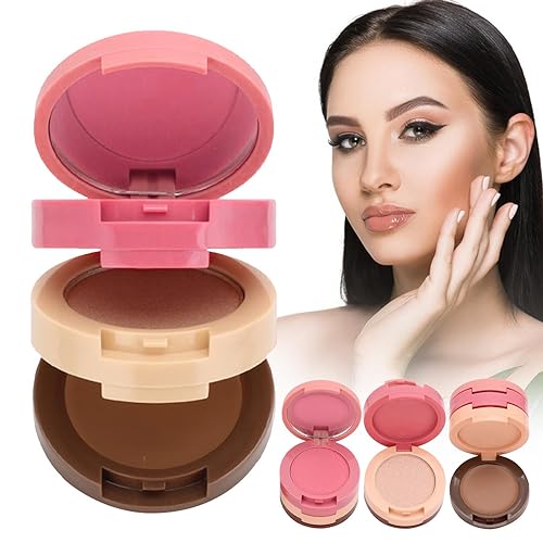 Make-up-Paletten für Frauen | Highlight Blush Bronzer Puder - Powder Blush Wasserfeste Gesichtspalette, 3-in-1-Highlighter-Make-up-Puder, Make-up-Paletten, Weihnachtsgeschenk Zorq von ZORQ