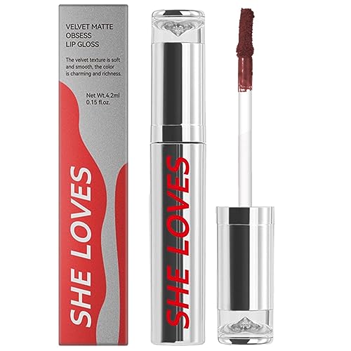 Matter Lipgloss,24 Stunden wasserfester Lipgloss-Balsam, flüssige Lippenstifte - Langlebiger Lipgloss-Balsam, Weihnachtsgeschenk, antihaftbeschichteter Lipgloss-Stift für Freundin, Mädchen und Zorq von ZORQ