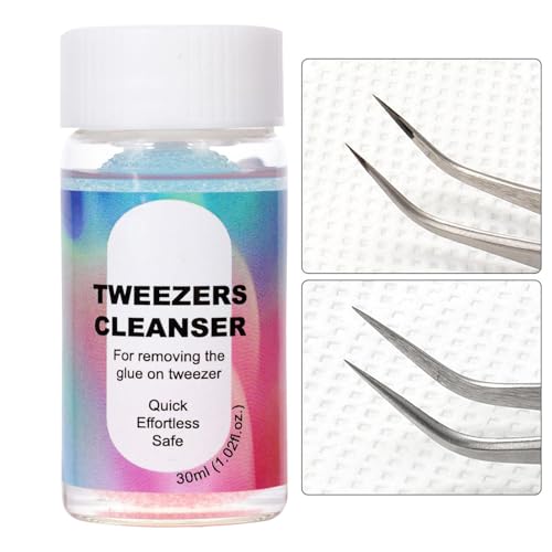 Wimpernverlängerungs-Pinzettenreiniger | Flüssiger Entferner, Wimpernpinzetten-Reiniger - Wimpernzangen-Reiniger mit Schwammball, Reinigungskleber, Wimpernpinzettenflüssigkeit, 1 Fl Oz Zorq von ZORQ