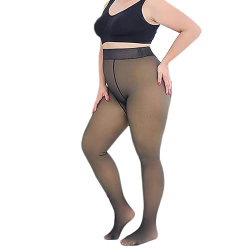 ZORQ Damen-Strumpfhose mit Fleece-Futter in Übergröße, durchscheinende, warme Fleece-Strumpfhose für den Winter, transparente Leggings in Übergröße (Color : Schwarz, Größe : 230g 60-110kg) von ZORQ