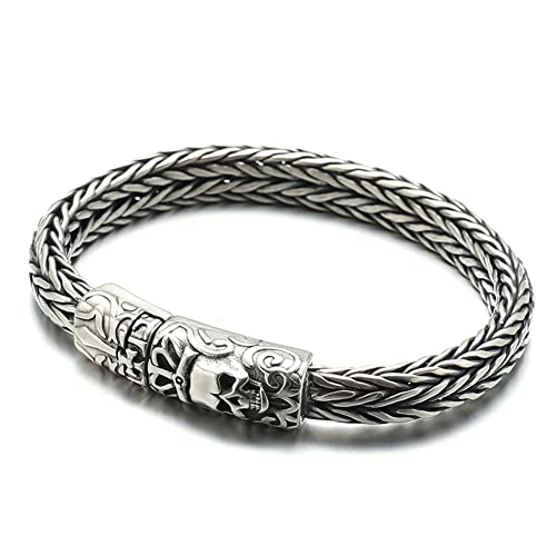 ZORQ Herren-Armbänder im Rock-Stil, 925 Silber, Drachen-Körperknochen, handgeflochten, Armreif, Kette, Schmuck, handgeschnitzt, Punk-Totenkopf, Königsarmband, Armband, Sterlingsilber von ZORQ