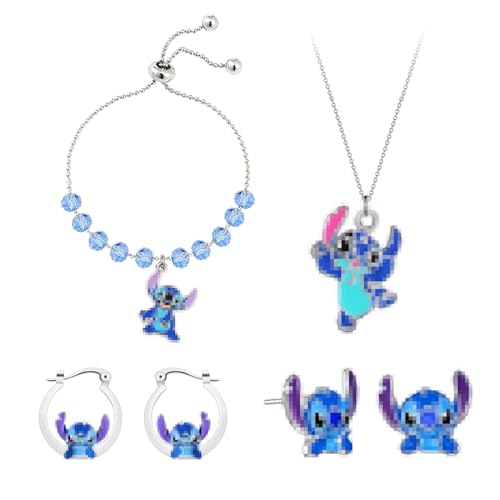 ZORTORZ Cartoon Schmuck Set,Cute Cartoon Ohrringe,Silber Verstellbare Armbänder,Cartoon Anhänger Halskette,kawaii Schmuck Mädchen,Cartoon Geschenk für Mädchen Kinder (饰品套装) von ZORTORZ