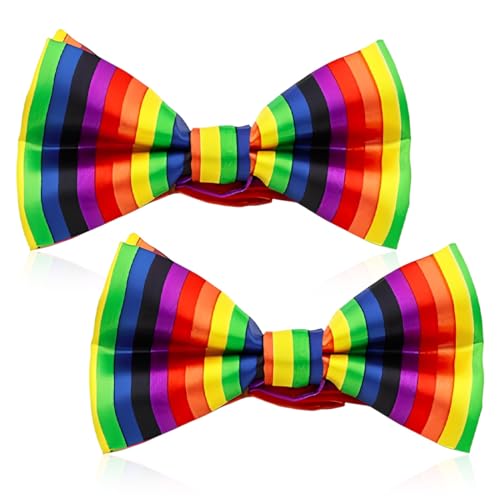ZORTVUL 2 Stück Clown Kostüm,Regenbogen Damen Fliege Karneval Accessoires Kinder Fasching Zubehör Bunte Clowns Kostümzubehör(B) von ZORTVUL