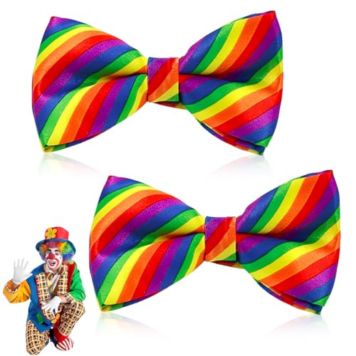 ZORTVUL 2 Stück Clown Kostüm,Regenbogen Damen Fliege Karneval Accessoires Kinder Fasching Zubehör Bunte Clowns Kostümzubehör Herren Pride Accessoire von ZORTVUL