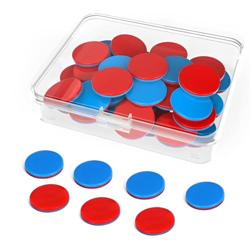 ZORTVUL 50 Stück Wendeplättchen Rot Blau Plastik 1 Kunststoff Boxen Satz Wendeplättchen Mathe Rechenhilfe Mathematik Wendeplättchen Zählchips Für Kinderhände Grundschule Rechenaufgaben von ZORTVUL