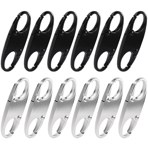ZORVUJI 12 Stück Diebstahlsicherung Zipper Reißverschluss Clip für Gepäck, Rucksack, Geldbörse (Schwarz, Silber) von ZORVUJI