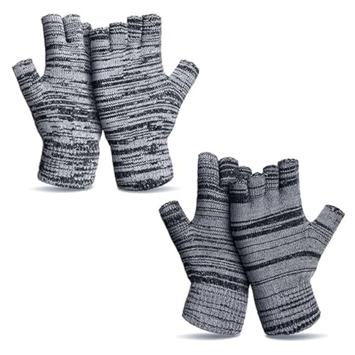 ZORVUJI 2 Paar Unisex Fingerless Gloves, Stretchable, Gloves Without Fingertips, Half Finger Knitted, Extended Wrist, Winter for Women and Men von ZORVUJI