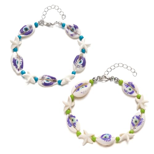ZORVUJI 2er Set Muschelarmband Damen Evil Eye Armband mit Kaurimuschel und Seestern Böser Blick Verstellbarer Sommer Strand Schmuck ZORVUJI 2er Set Muschelarmband Damen Evil Eye Armband mit Kaurimuschel und Seestern Böser Blick Verstellbarer Sommer Strand Schmuck von ZORVUJI