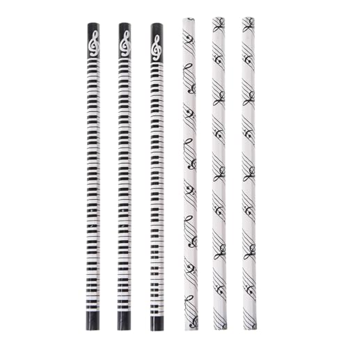 ZORVUJI 6 Stück Musik Bleistifte HB Bleistift mit Klavier und Noten Design Notenschlüssel Geschenk für Musiker Studenten von ZORVUJI