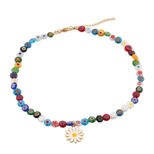 ZORVUJI Bunte Daisy Halskette Boho Halskette Perlenkette für Damen von ZORVUJI