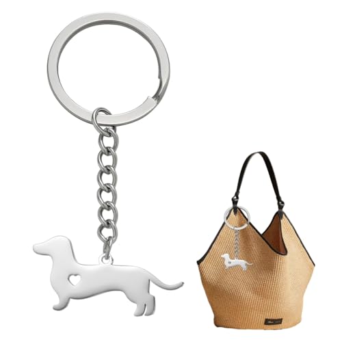 ZORVUJI Dackel Schlüsselanhänger Geschenk für Frauen Männer Hund Anhänger aus Metall mit Herz Dachshund Keychain für Dackelliebhaber von ZORVUJI
