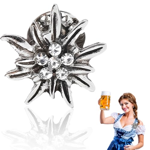 ZORVUJI Edelweiss Anstecker Oktoberfest Trachten Pin Brosche für Hut Damen Herren Traditionell Bayerischer Schmuck von ZORVUJI