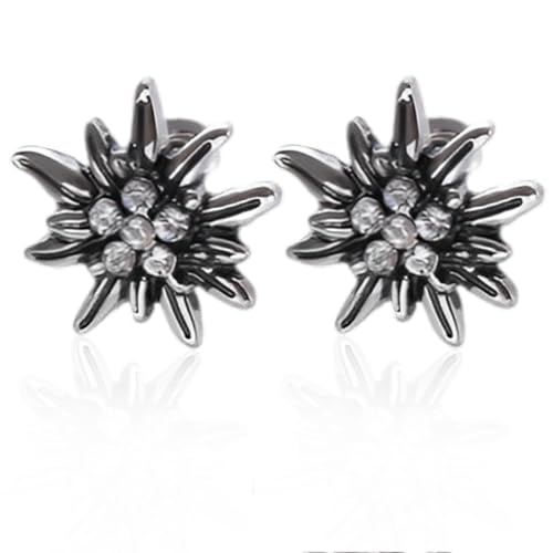 ZORVUJI Edelweiß Ohrringe Damen Trachten Schmuck Oktoberfest Accessoires Dirndl Ohrstecker Silberfarben Traditionell von ZORVUJI