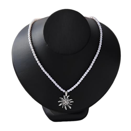 ZORVUJI Edelweiß Perlen Trachtenkette Damen Dirndl Schmuck Oktoberfest Kette Traditionell von ZORVUJI