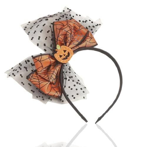 ZORVUJI Halloween Haarreif Kürbis mit Schleife Spinnennetz Haarschmuck für Frauen Damen Kostüm Accessoires für Halloween Verkleidung Party von ZORVUJI