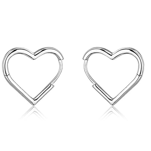 ZORVUJI Herz Creolen Ohrringe Für Damen Mädchen Klein Hängend Tropfen (16 MM) (Silber) von ZORVUJI