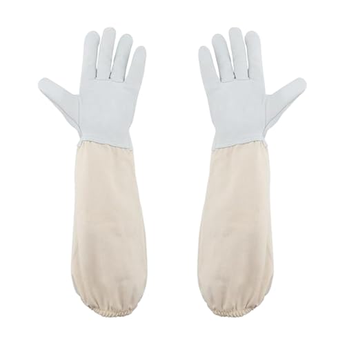 ZORVUJI Imkerhandschuhe Ziegenleder 48CM, Stichfeste Imker Handschuhe Herren Damen, Imkereibedarf Zubehör Mit Belüfteten Ärmeln, Beekeeper Handschuhe Für Anfänger & Profis von ZORVUJI