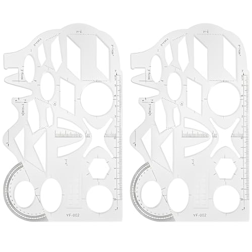 ZORVUJI Multifunktionales Geometrisches Lineal, Flexibles Kunststoff Zeichenlineal, Mehrzweckzeichnung Schablone, Messwerkzeug Entwurfslineal, Schulbürobedarf Büroartikel Messen (Transparent) von ZORVUJI
