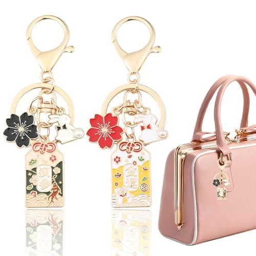 ZORVUJI Sakura Schlüsselanhänger 2er Set, Japanische Glücksbringer, Amulett für Gesundheit, Japanischer Stil, Taschen- und Schlüsselanhänger aus Metall von ZORVUJI
