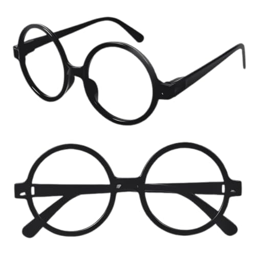 ZORVUJI Zauberer Brille Runde Nerd Brille für Kinder und Erwachsene 2 Stück Kostüm Zubehör ohne Gläser für Fasching Karneval Mottoparty Verkleidung von ZORVUJI