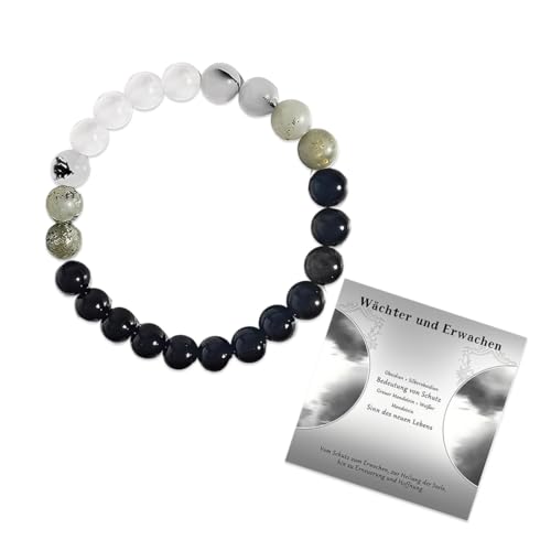 ZORVYN 1 Pcs Schwarzes Obsidian-Armband, ein elegantes Schmuckstück mit dem Symbol der Liebe, begleitet von einer Bedeutungskarte. Ein spirituelles Glücksarmband aus Edelsteinen von ZORVYN