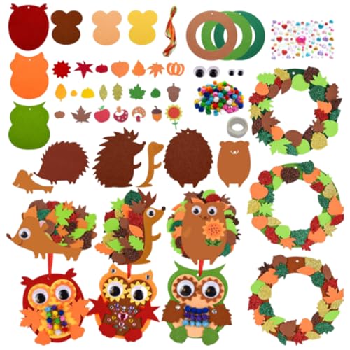 ZORVYN 1 Set Kreativsets zum Basteln, Igel Bastelset Kinder, Basteln Herbst, Bastelhandwerk mit Glitzersteine Selbstklebend für Jungen Mädchen Kindergeburtstag Kunsthandwerk von ZORVYN