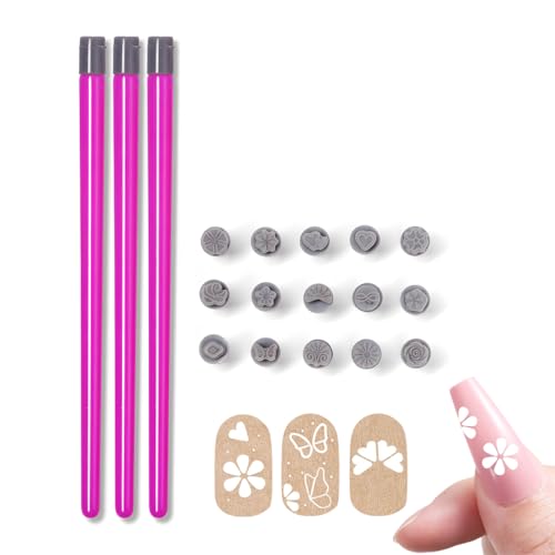 ZORVYN 1 Stk NailArt Stempelstift Set ，Nagelkunststift Set ，Tragbare DIY Nail Arts Stempel Stift ，Enthält 3 Nagelstempelstifte und 15 Ersatzspitzen von ZORVYN