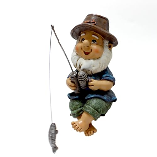 ZORVYN 1 Stück Angelnder Zwerg Figur,Teich Gartenzwerge,Gartenzwerg Deko Statue,Außen Gartenfiguren,Harz Handwerk Charakter für Garten Dekoration von ZORVYN