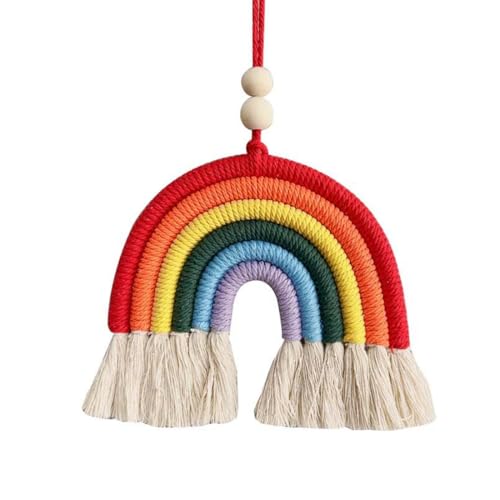 ZORVYN 1 Stück Baby Zimmer Deko, Handgewebte Makramee Regenbogen Wandbehang, Boho Kinderzimmer Regenbogen Deko (15 * 30Cm) von ZORVYN