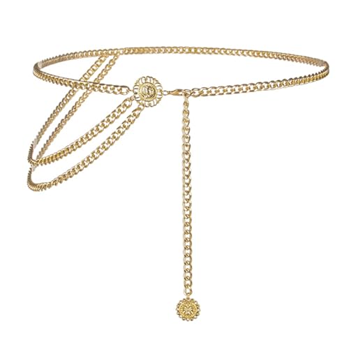 ZORVYN 1 Stück Metall Taillenkettengürtel Taillenkette Verstellbarer, Modische Accessoires Kettengürtel Damen Goldener Gürtel Mode Taillengürtel, Bundkette für Kleider von ZORVYN