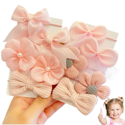 ZORVYN 10 Stück Cute Haargummis mit Schleife, Elastisches Haarbänder, niedliche Blume Haargummi für Baby Mädchen, Mädchen, Kleinkind Zubehör (Rosa) von ZORVYN