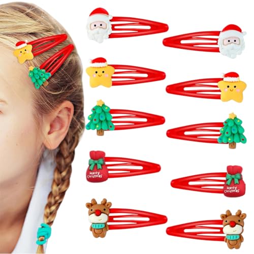 ZORVYN 10 Stück Weihnachts Haarschmuck Haarspangen Haarclips Haarklammern Geschenke für Kinder Mädchen Frauen Damen, Spangen Haarnadeln Haarreif Weihnachts Deko (5 Stile) von ZORVYN