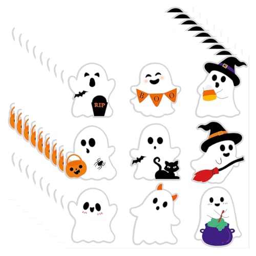 ZORVYN 108 Stück Gespenster Aufkleber Halloween Sticker Set Niedlich für Kinder Party Dekoration Geschenke von ZORVYN