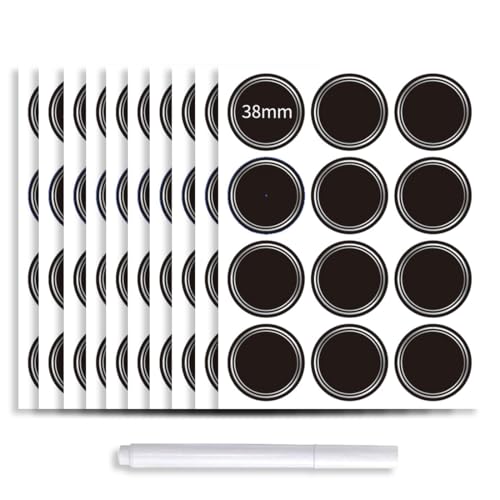 ZORVYN 120 Stück selbstklebende Gewürzetiketten, Mit weißem Rand, inklusive einem wischbaren wasserbasierten weißen Stift, Gewürzbeschriftung, Klebeetiketten, DIY, Klein (38x38mm) von ZORVYN