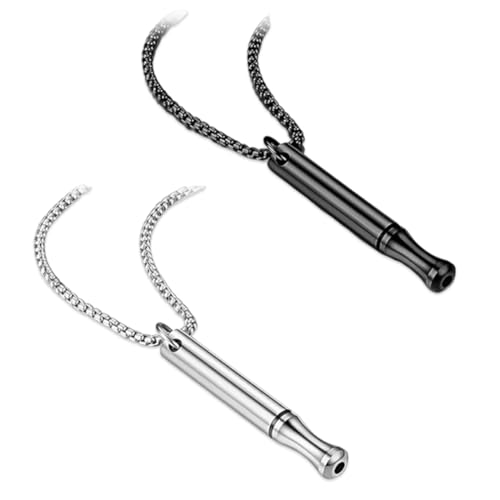 ZORVYN 2 Stück Edelstahl Achtsames Atmen Halsketten, Atemkette Rauchentwöhnung Hilfsmittel, mit 2 Schmuckbeutel, für Herren Damen Meditation Entspannung von ZORVYN