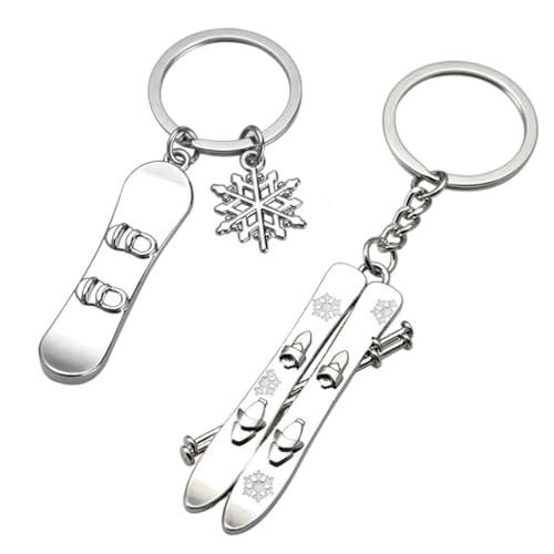 ZORVYN 2 Stück Edelstahl Schlüsselanhänger Auto Snowboard Anhänger Metall Keychain Schlüsselbund Geburtstag Weihnachtsgeschenke für Männer und Frauen von ZORVYN