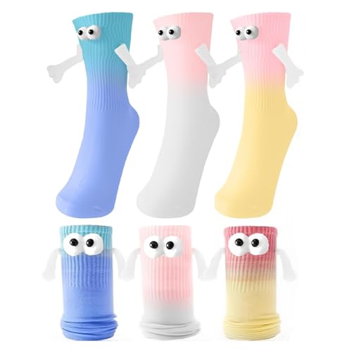 ZORVYN 3 Paar Magnetische Socken mit Händen Hand in Hand Socken mit Magnetarmen Lustige Alberne Geschenke für Frauen Männer Freundin Freunde Partner Paare Kinder von ZORVYN