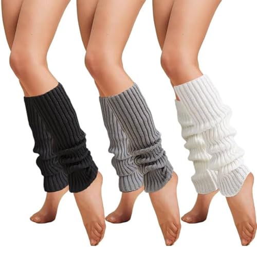 ZORVYN 3 Paar Winter Stulpen Damen Häkelarbeit Gestrickte Leg Warmers Modisch und Vielseitig Warm und Bequem Geeignet für Winter Frühling und Herbst von ZORVYN