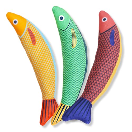 ZORVYN 3 Stück Katzenminze Katzenspielzeug, Fischform Kitten Spielzeug, Katzenspielzeug mit Katzenminze Kissen, Catnip Toy für Katze und Kitten von ZORVYN