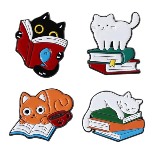 ZORVYN 4 Stück Cat Pin Anstecknadel Abzeichen Abzeichen Pins Niedlich Pins Brustclip Schmücken Anstecknadel Metall für DIY Kleidung Pullover Hemdjacke Rucksack Hut von ZORVYN