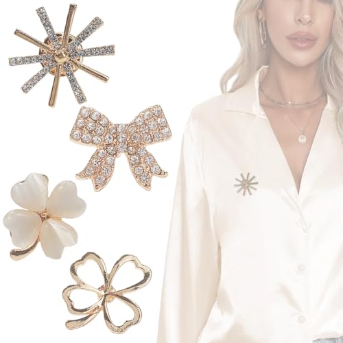 ZORVYN 4 Stück Elegante Damen Broschen Set für Kleidung, Anti-Exposure Fixed Brooches Pins, Cardigan Clips, Schleppennadel für Brautkleid, Kleider Clip von ZORVYN